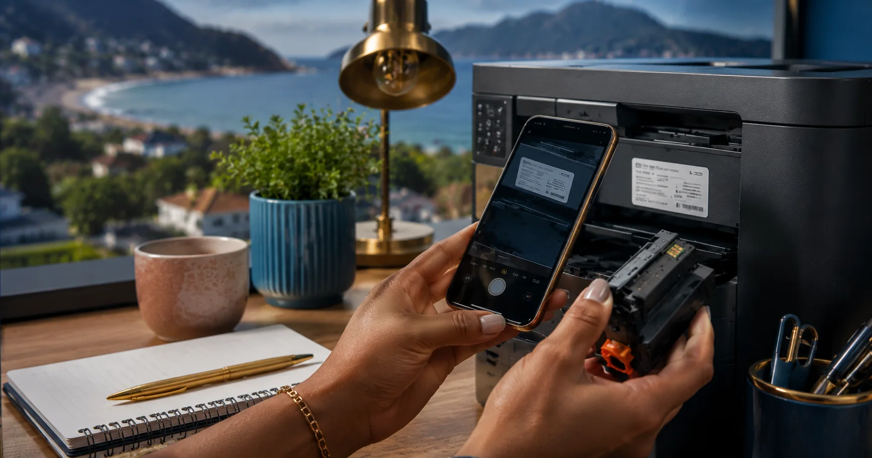 Identifying a printer cartridge by phone